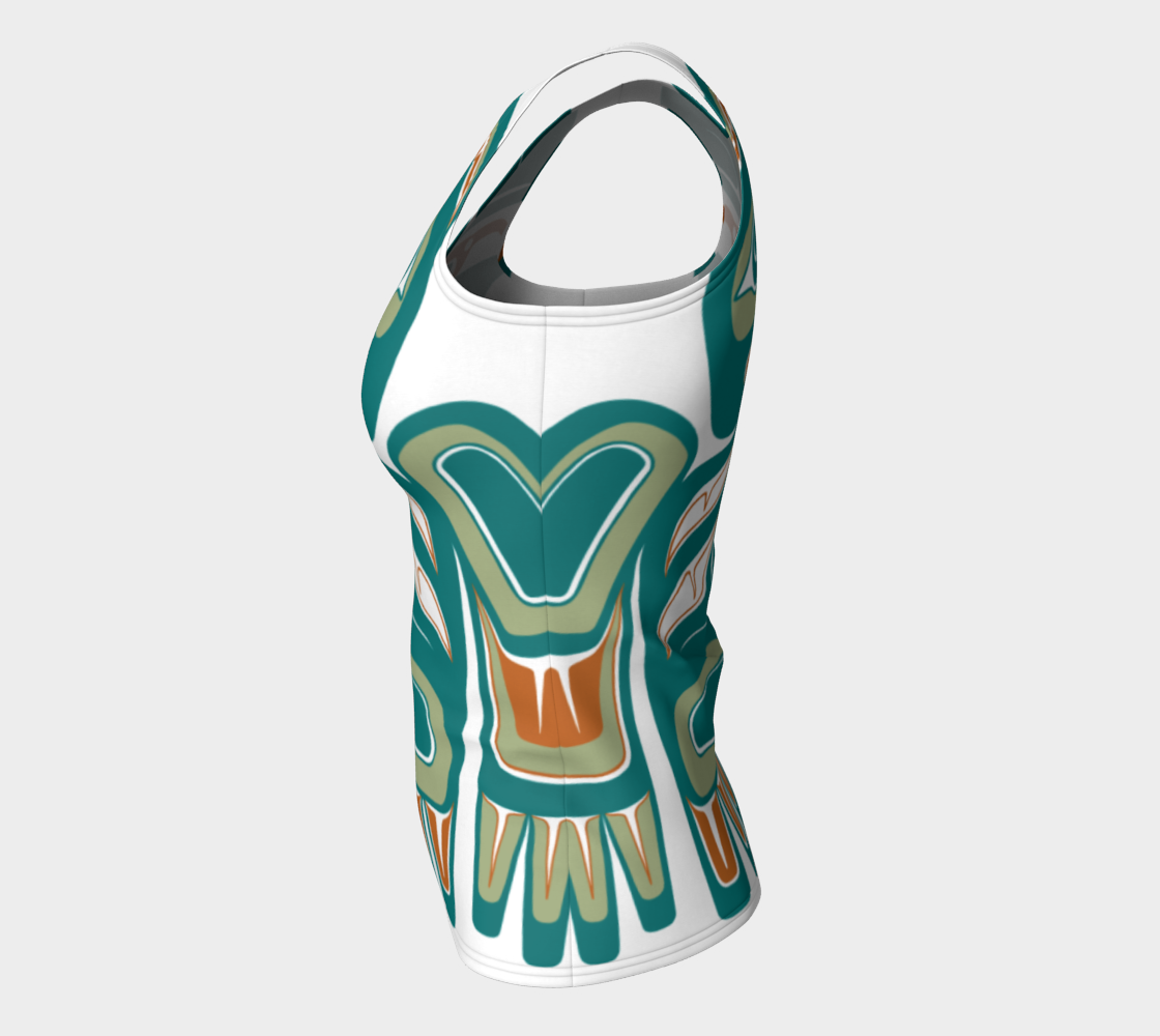 Fitted Tank Top (Long) - Haida Raven (TEAL)