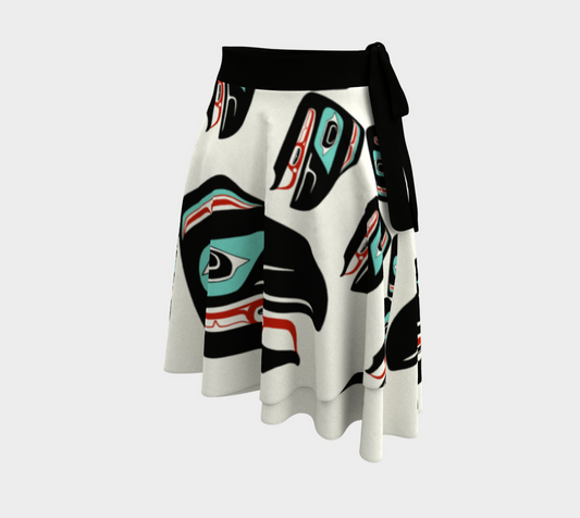 Wrap Skirt - Haida Raven Head(White)