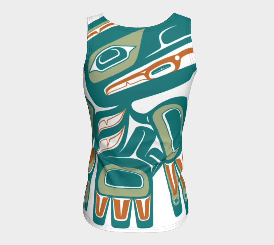 Fitted Tank Top (Long) - Haida Raven (TEAL)