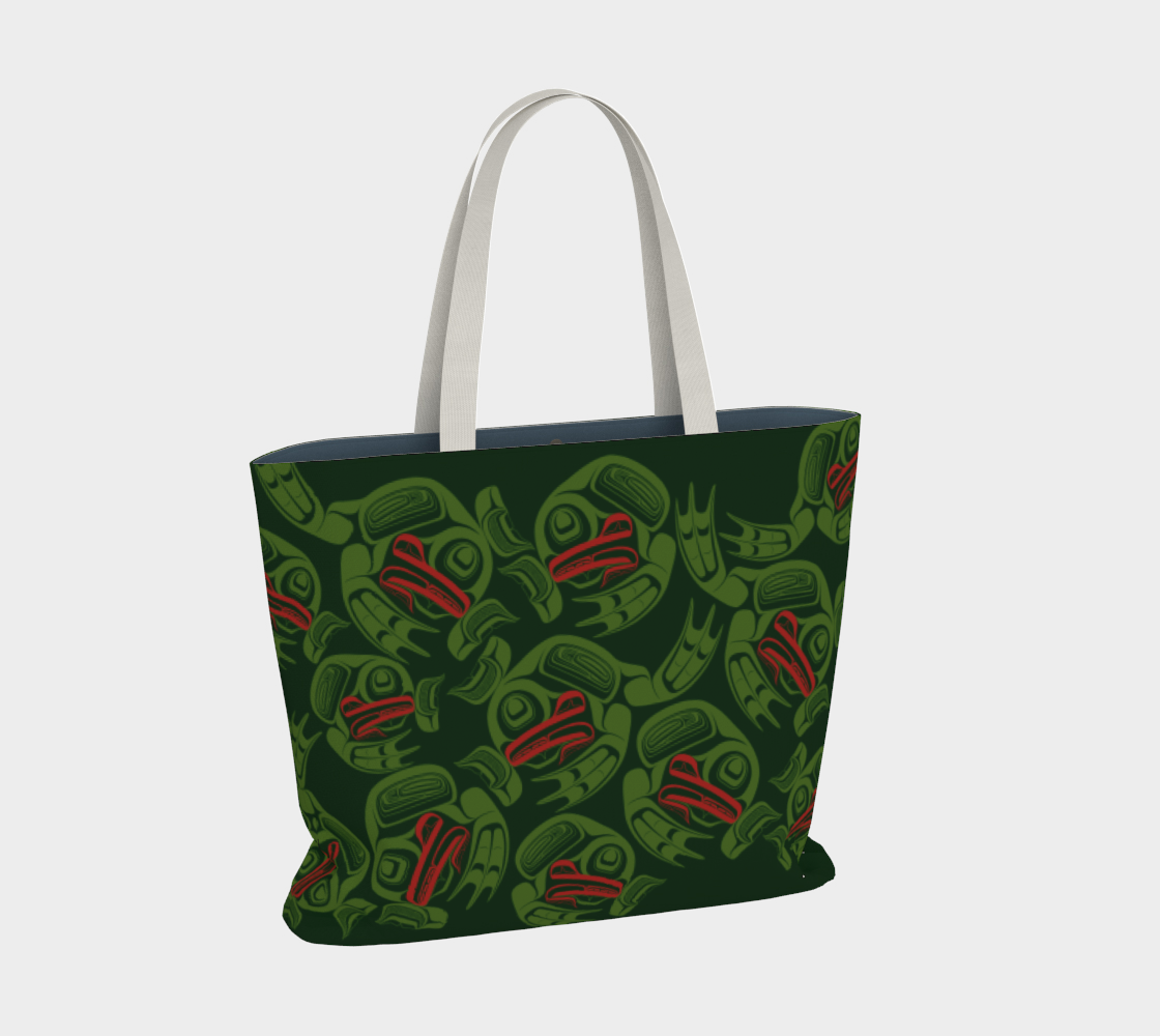 Large Tote Bag - Haida Frog Army (green)