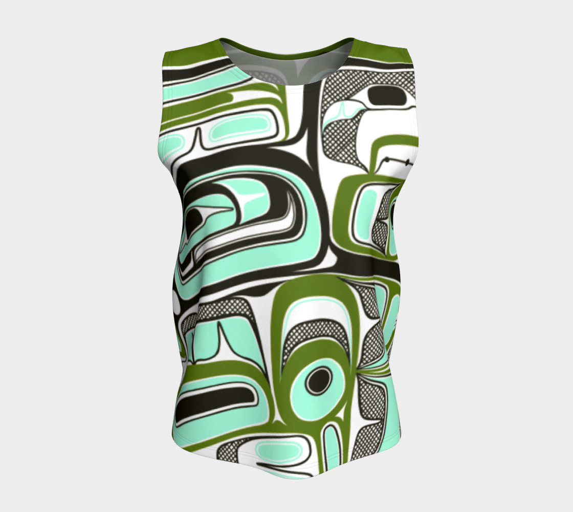 Loose Tank Top - Box Design (green)