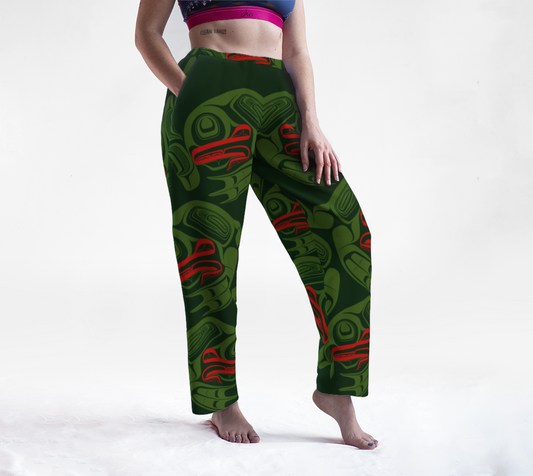 Lounge Pants - Haida Frog Army (large/green)