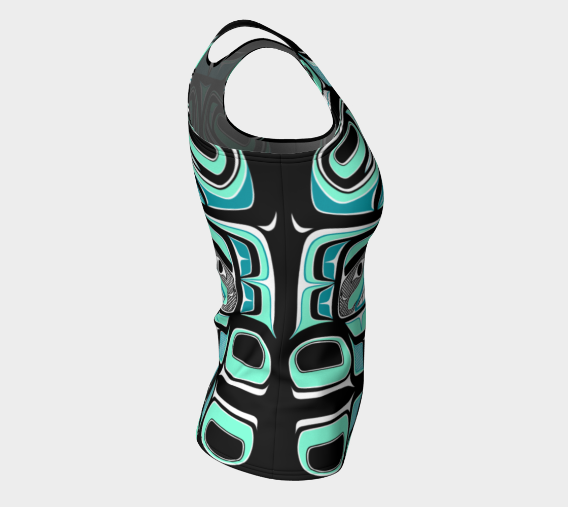 Fitted Tank Top(long)- Haida Box Fig.60  (teal)