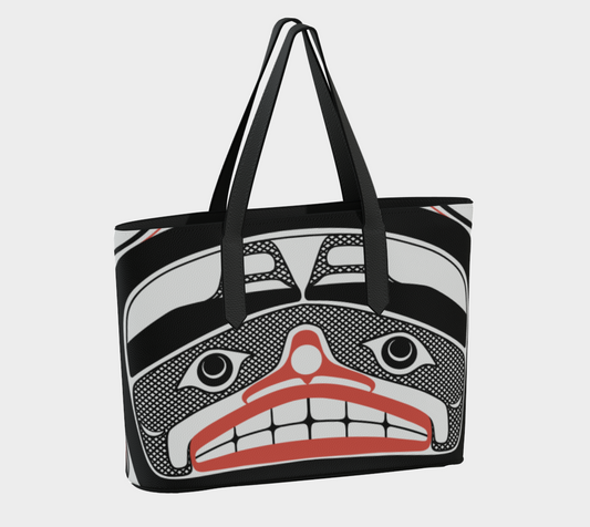 Vegan Leather tote -Haida Watchmen and Salmon egg