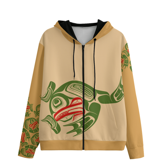 Unisex Zipper Hoodie -Haida Frog