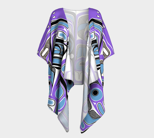 Draped Kimono - Haida Box Design (purple)
