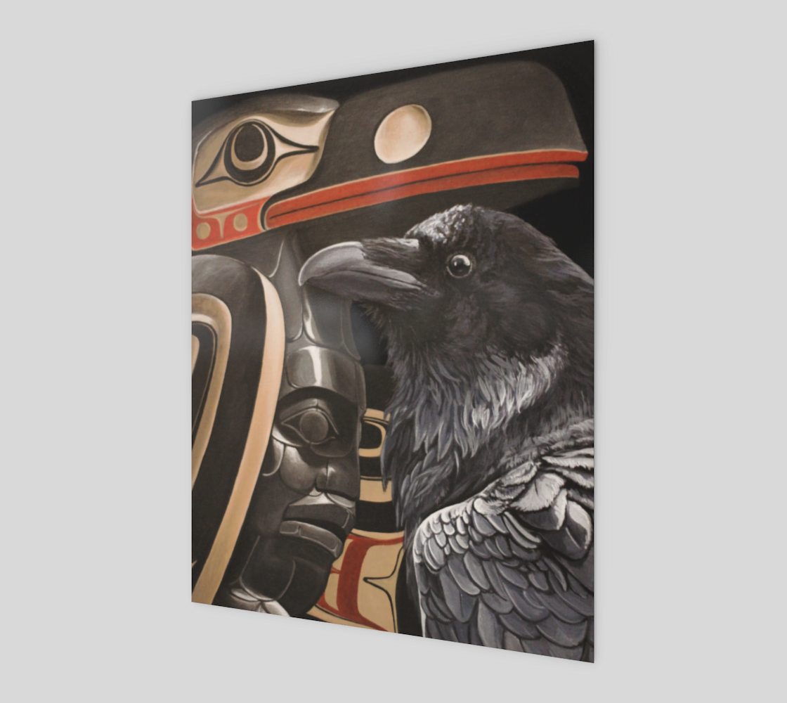 (8" x 10")  Poster Print -Raven with James Hart's Celebration of Bill Reid pole