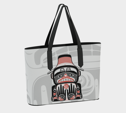 Vegan Leather tote -Haida Watchmen and Salmon egg