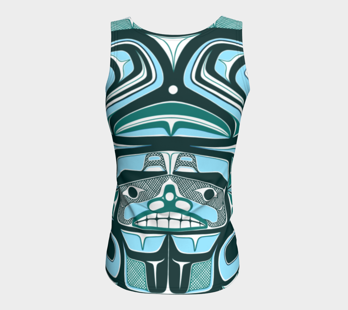 Fitted Tank Top (long)- Haida Box Fig.60(Baby blue)