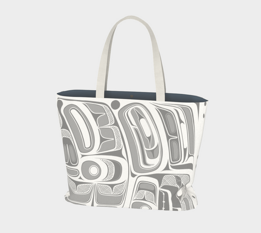 Large Tote Bag - Box Design (white)