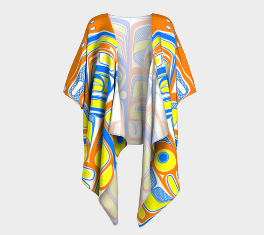 Draped Kimono - Haida Box Design (orange)