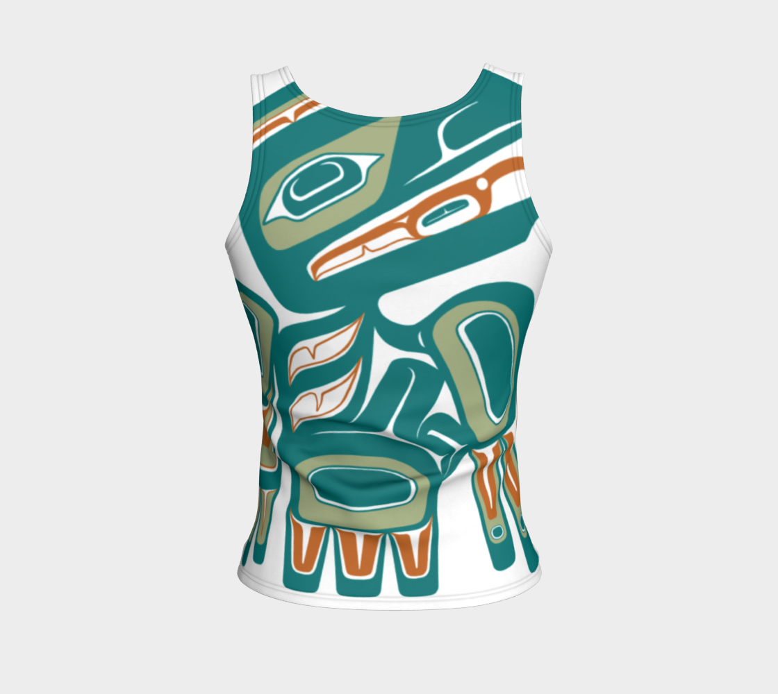 Fitted Tank Top (Long) - Haida Raven (TEAL)