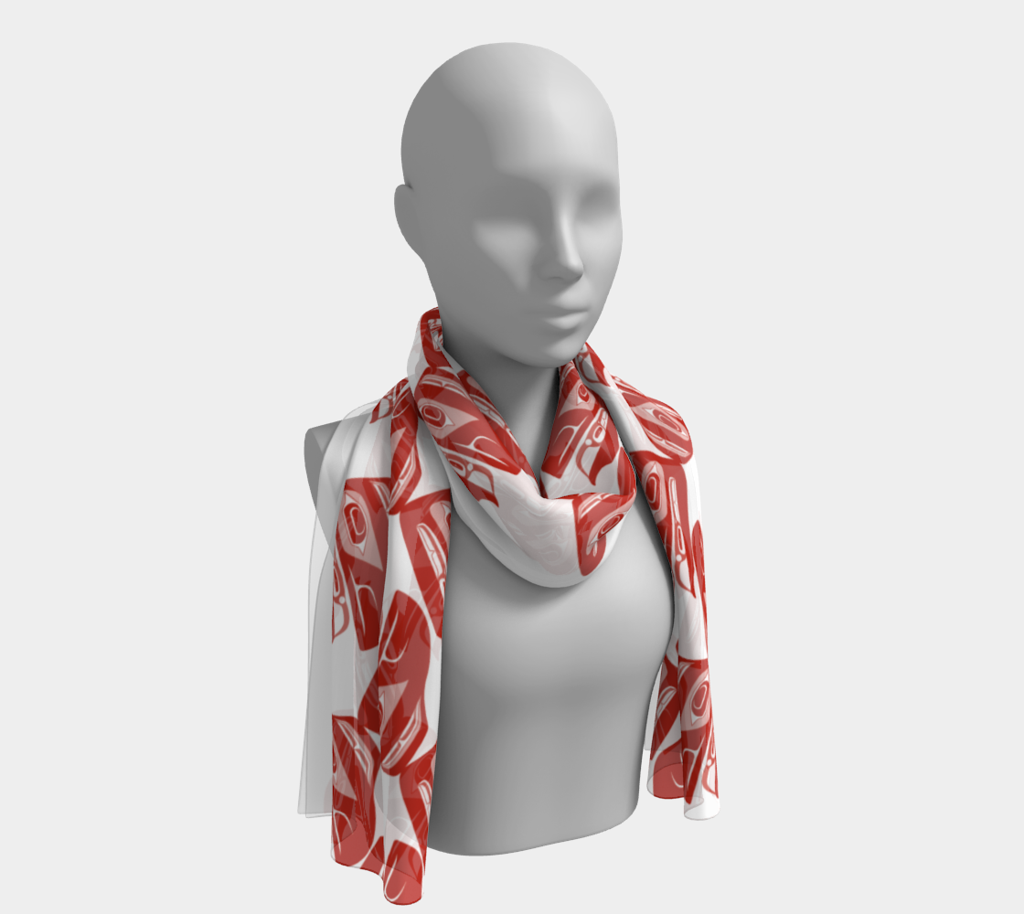 Long Scarf - Haida Raven Head (RED)