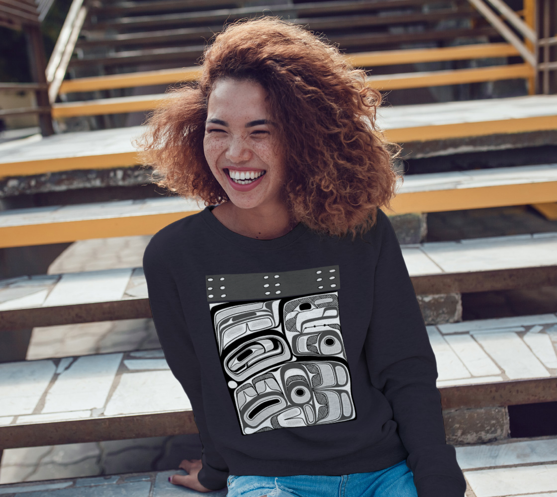 Crewneck Sweatshirt -Haida box design (b/w)